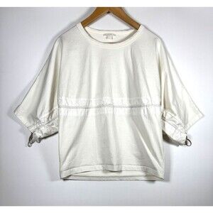 COS Top Womens XS Off White Dolman‎ Sleeve Elastic Drawstring Cinched Cotton